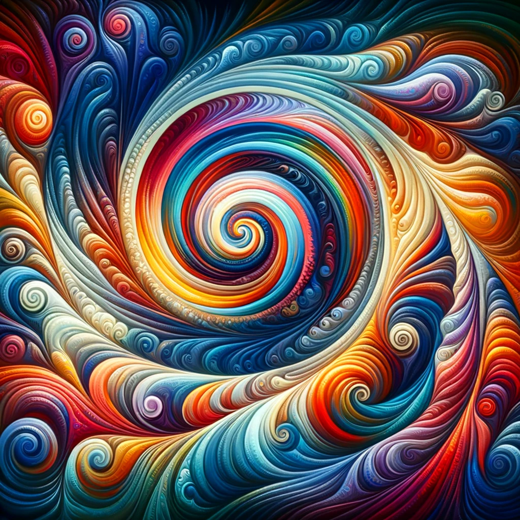DALL·E 2024-01-12 17.35.07 - Create a vibrant and colorful artwork inspired by hypnosis and Ericksonian therapy. The image should feature abstract swirls and spirals that give a s